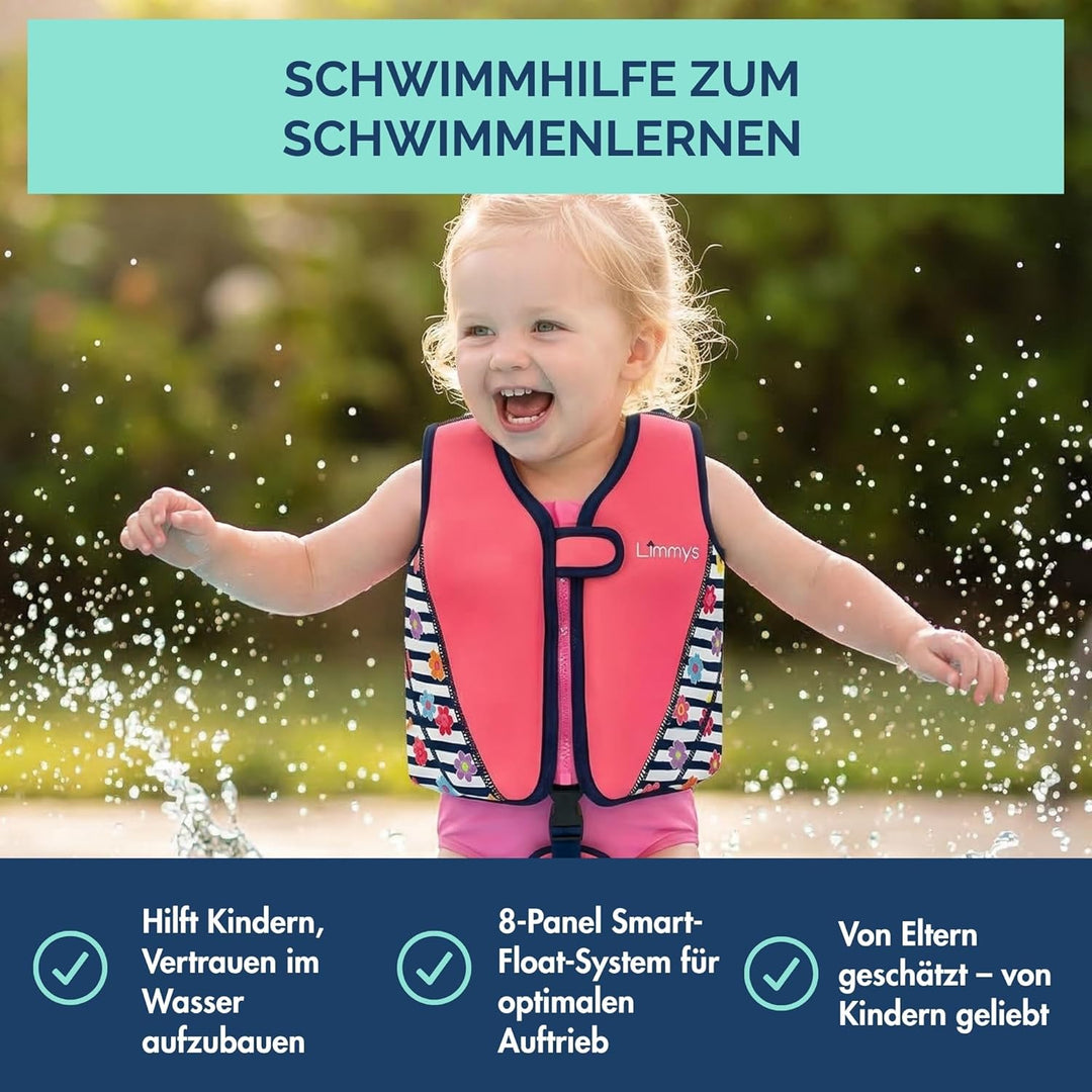Limmys Premium Neopren Schwimmweste - Ideale Schwimmhilfe für Jungen und Mädchen - Extra Kordelzugta