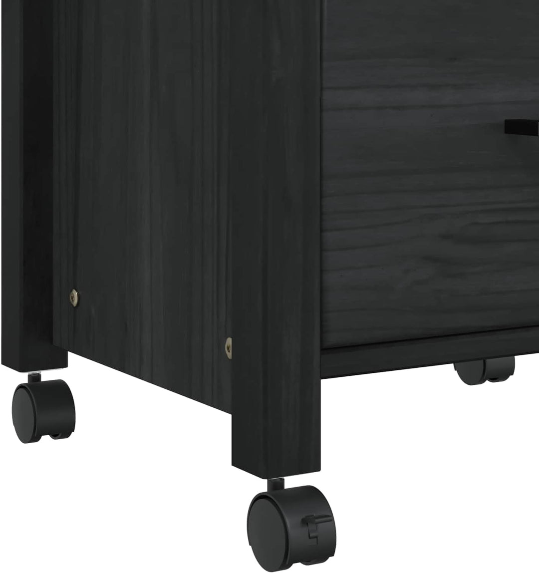 vidaXL Küchentrolley Monza Schwarz 48 x 40 x 88,5 cm Massivholz Kiefer, Schwarz