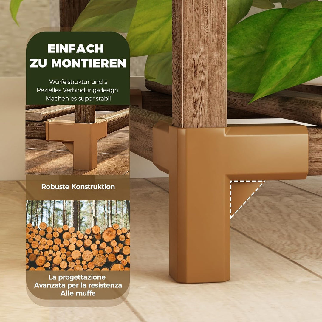Bamworld Pflanzenständer mit Rädern Indoor Outdoor Regale Halter für Wohnzimmer Rack Mehrere Pflanze