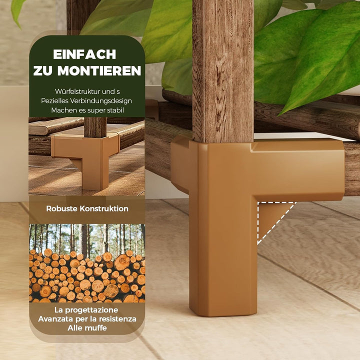 Bamworld Pflanzenständer mit Rädern Indoor Outdoor Regale Halter für Wohnzimmer Rack Mehrere Pflanze