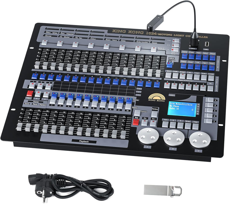 DMX Controller, 1024 DMX Console für Discolicht Bühnenbeleuchtung, DMX 512 DJ Disco Controller Ausrü