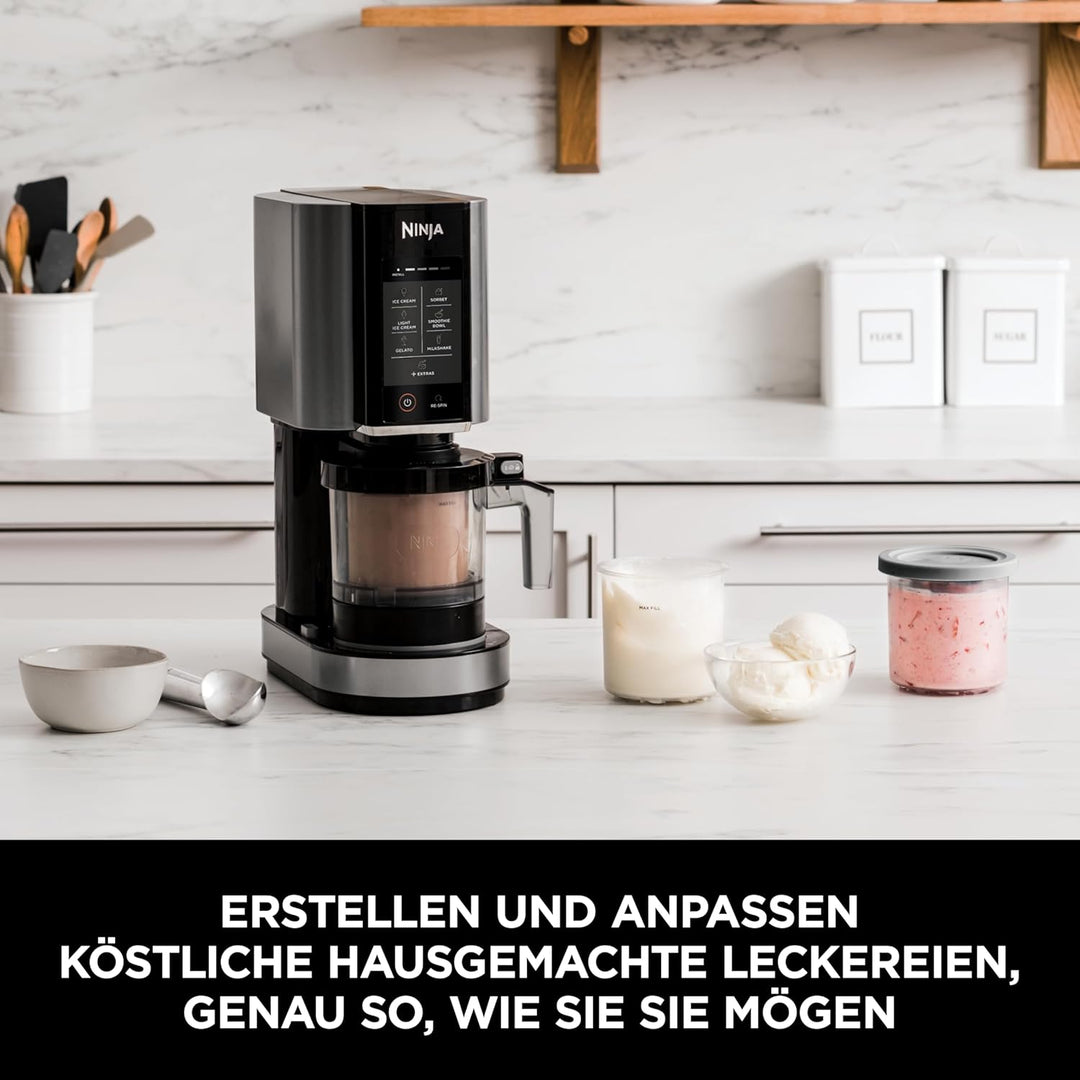 Ninja CREAMi Eismaschine & Dessertmaschine mit 2 Behältern, 7 Programmen, Herstellung von Eis, Gelat