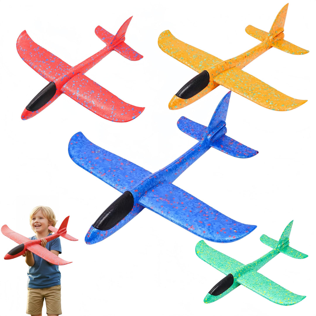 Luthando 4 Stück Styropor Flugzeuge Kinder - Styroporflieger Flieger Wurfgleiter, 38cm Styroporflieg
