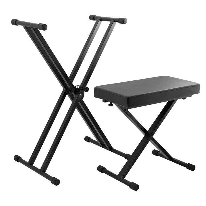 TIGER KAP-PK2 Keyboardständer & Hocker im Pack - Höhenverstellbarer doppelstrebiger X-Frame Keyboard
