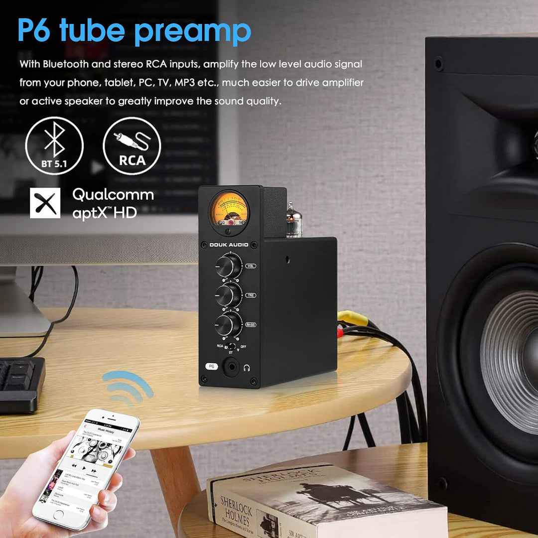 Douk Audio P6 HiFi Bluetooth Röhrenvorverstärker Stereo Audio Verstärker Kopfhörer Verstärker Tube P