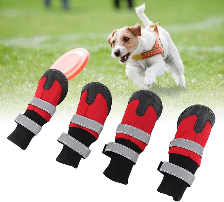 4 Stück Hundestiefel Schwarz Rutschfeste Hundeschuhe Wasserdichte warme Schutzstiefel für mittlere u