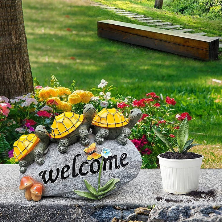 pearlstar Gartenfiguren für draussen wetterfest, Solar Schildkröte Figuren für aussen, Solar Statue