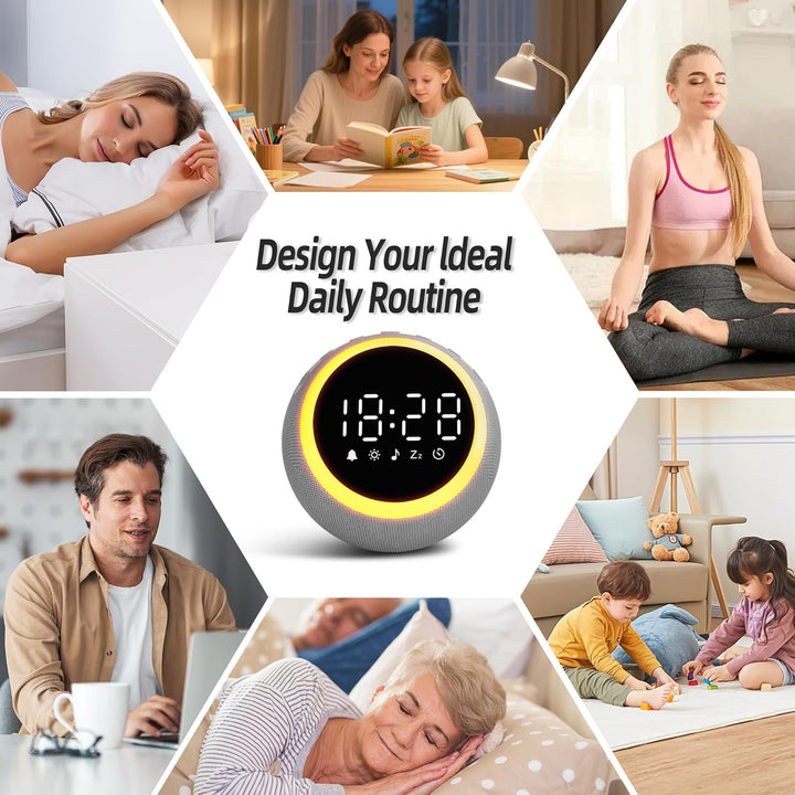 Smart Digital Wecker mit 25 Entspannungstönen, Nachtlicht, Schlummertaste, Timer & Einstellbarer Lau