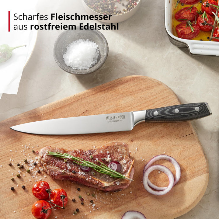 MEISTERKOCH Fleischmesser Messer Küchenmesser | 20 cm Klinge aus rostfreiem deutschen Edelstahl | er