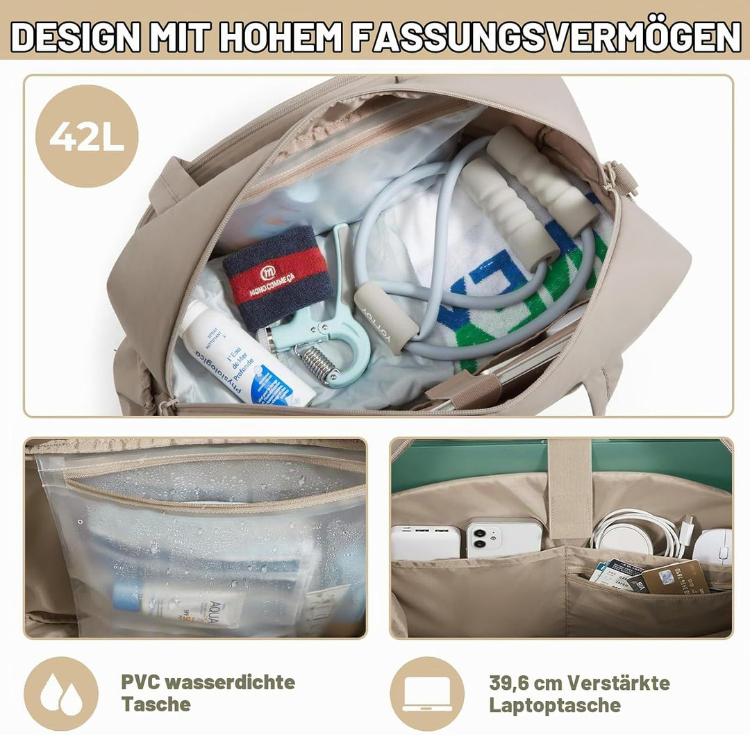 Badminton Tasche, Sporttasche Damen Grosse Kapazität Und Mehrere Fächer, Leichte Und Stylische Puffe