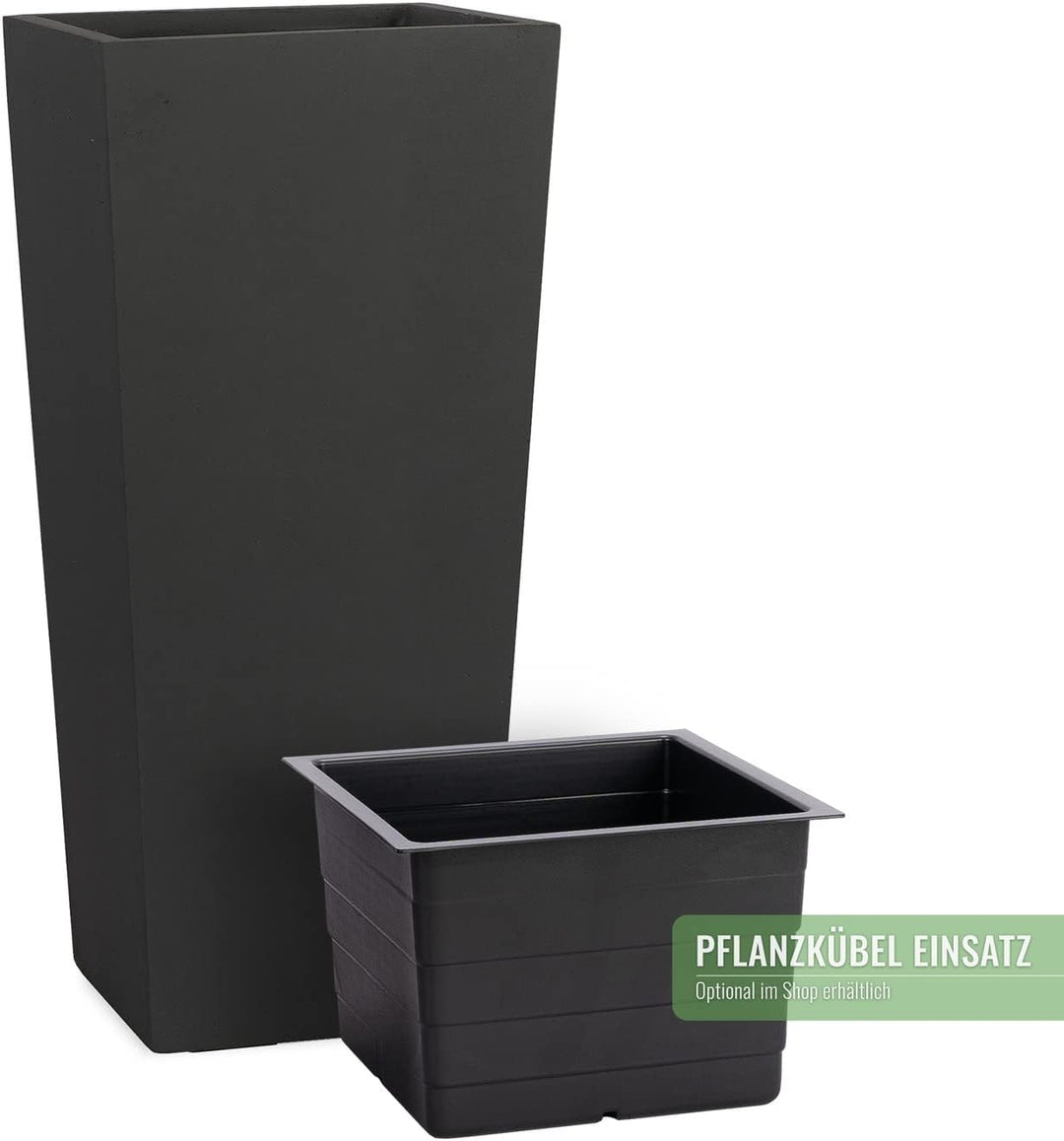 Pflanzwerk® Pflanzkübel Bodenvase Fiberglas Conic ANTHRAZIT 70x33x33cm *Frostbeständige Blumenkübel*