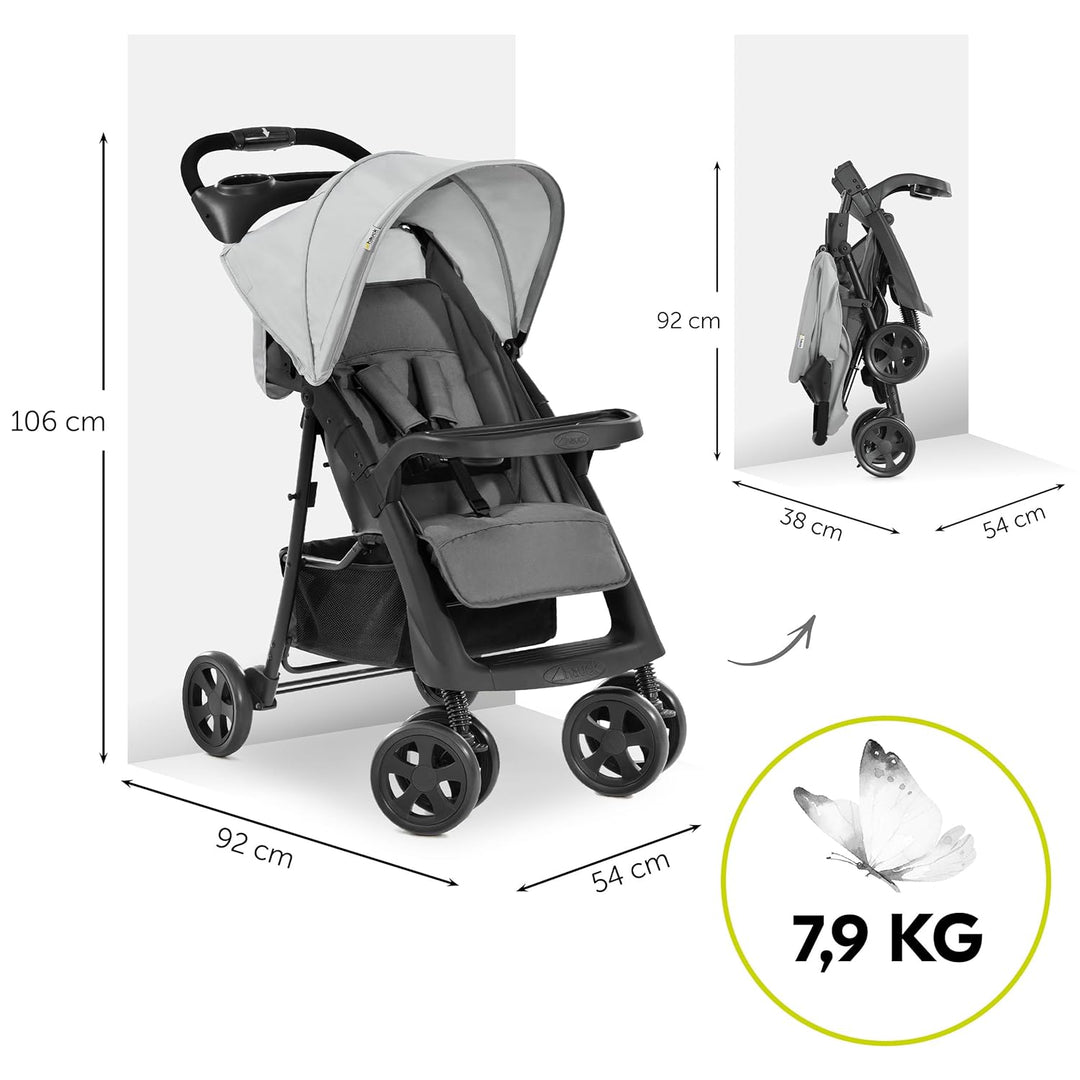 hauck Shopper Neo II Buggy inkl. Zubehör &amp; Fehn Spieltier - Grey | Sportbuggy mit Einhand-Faltmechan