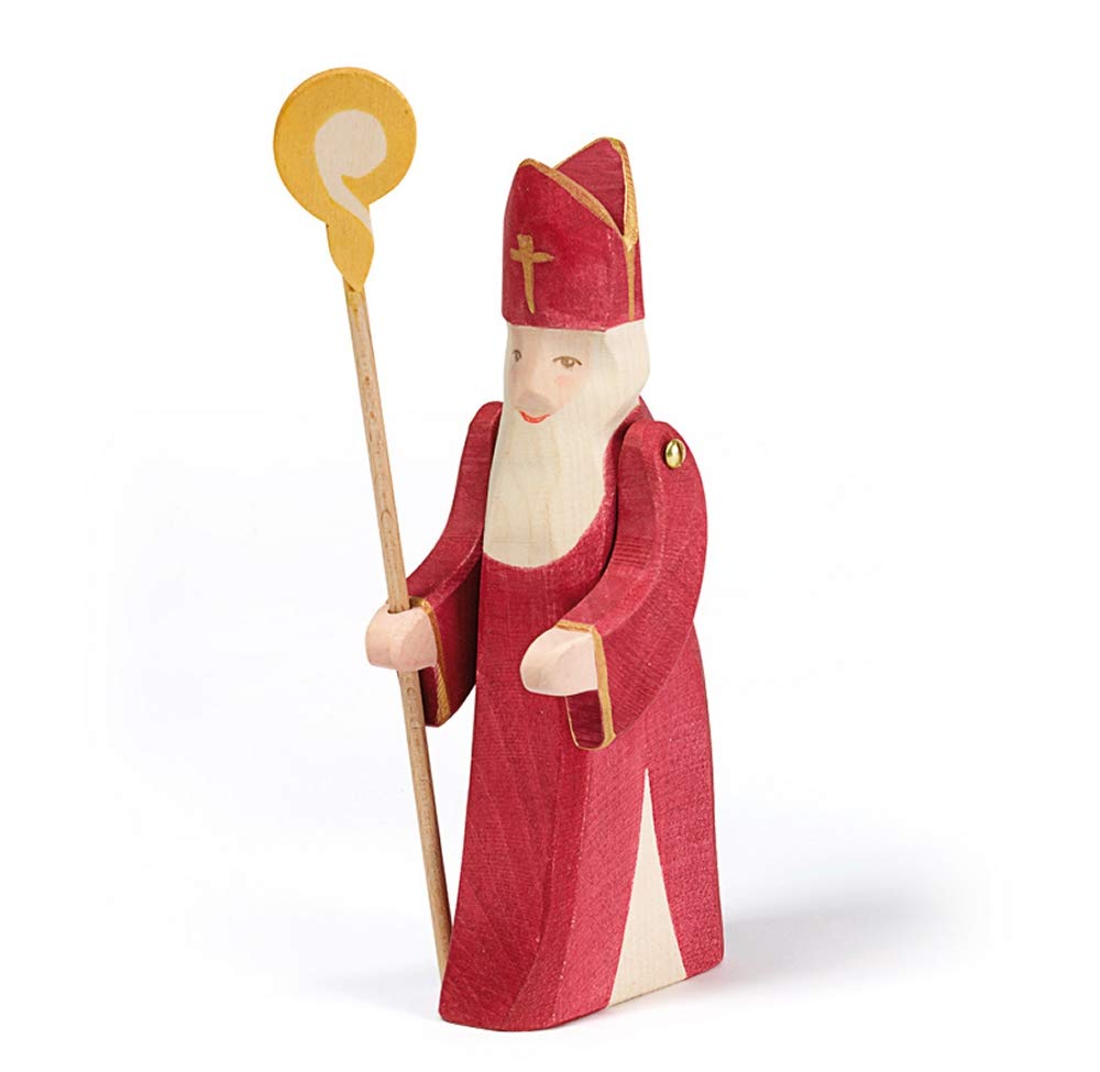 Ostheimer 38010 Nikolaus mit Stab Höhe 18cm Rot