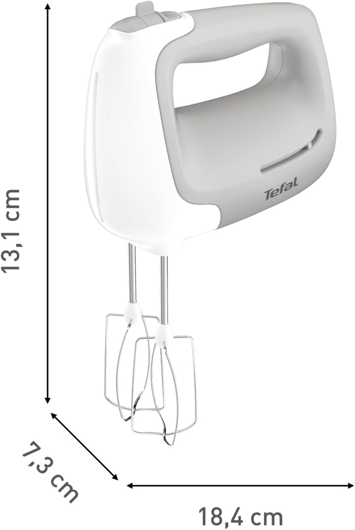 Tefal Handmixer Prep'Mix HT450B | 450 W | 5 Geschwindigkeiten | 2 Schneebesen und 2 Knethaken aus Ed