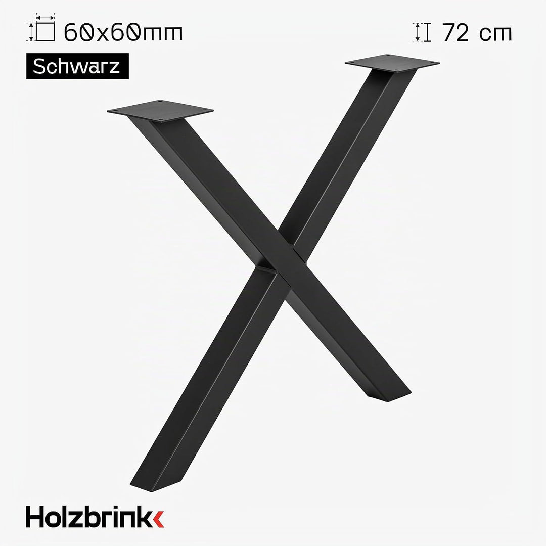 HOLZBRINK Tischbeine Metall Schwarz X-Form | Design Tischkufen/Tischgestell für Couchtisch, Esstisch