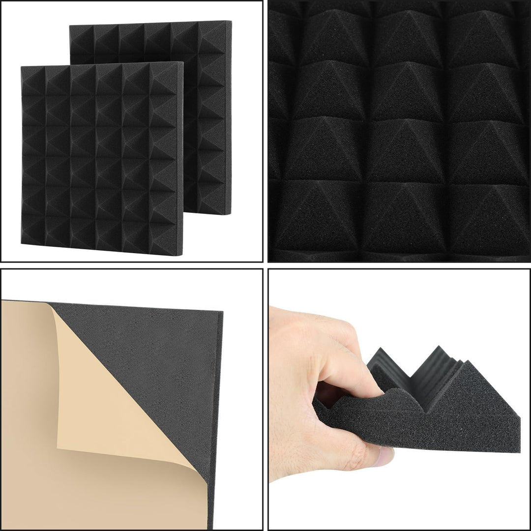 Akustikschaumstoff Schallabsorber, 48 Stück Akustikplatten Selbstklebend, Schallabsorber Wand, Schal