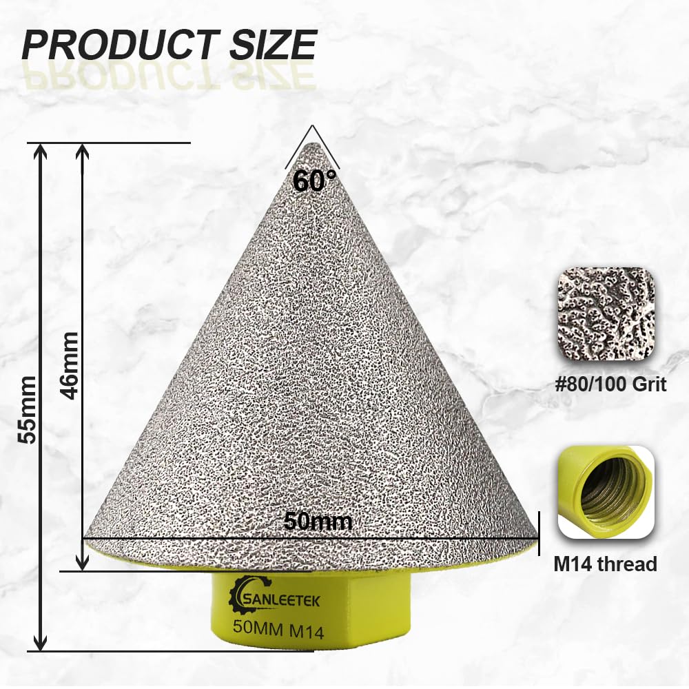 Diamant Fasenbohrer 50mm Fliesenfräser SANLEETEK - Anfasen, Formen, Vergrössern und Schleifen von Lö