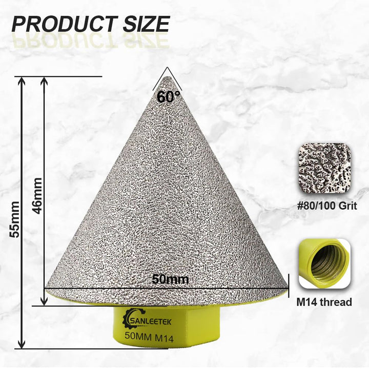 Diamant Fasenbohrer 50mm Fliesenfräser SANLEETEK - Anfasen, Formen, Vergrössern und Schleifen von Lö