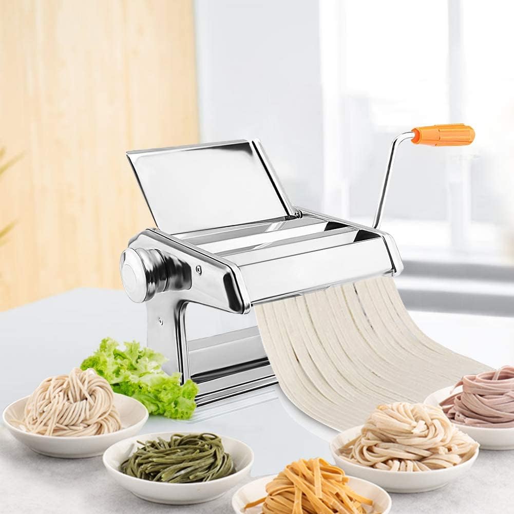 Cocoarm Nudelmaschine Manuelle Pasta Maker Edelstahl Nudelmaschine mit Einstellknopf für mehrere Dic