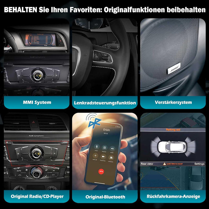 Erisin 8.8 Zoll 8-Kern 4GB RAM+64GB ROM Android 14 Autoradio GPS Navi für Audi A5/S5/RS5 (2009-2016)