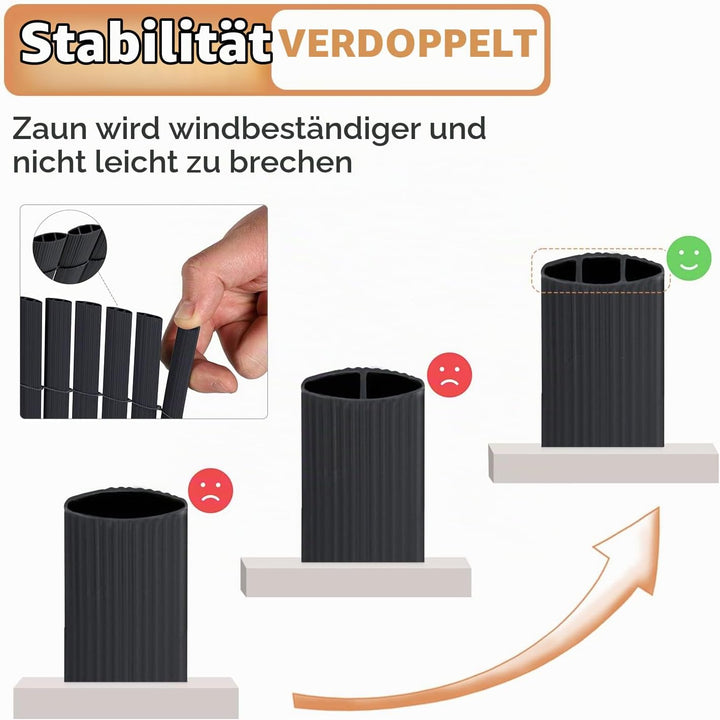 Sekey PVC Sichtschutzmatte 80x400cm Doppelte Verstärkung Innen, Balkon Sichtschutz mit Kabelbindern,