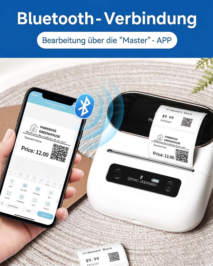 Phomemo M220 Etikettenmacher, Bluetooth-Etikettendrucker für Barcode, Adresse, Haus, Mailing, Kleinu