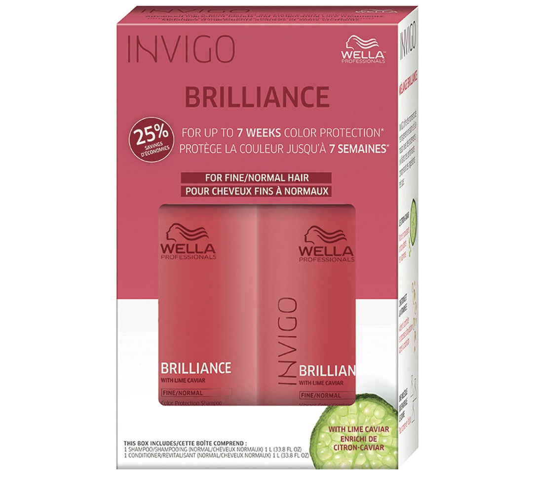 WELLA Brilliance Shampoo & Conditioner Fine to Normal Coloured Hair, Liter Duo 33.8 oz by Wella