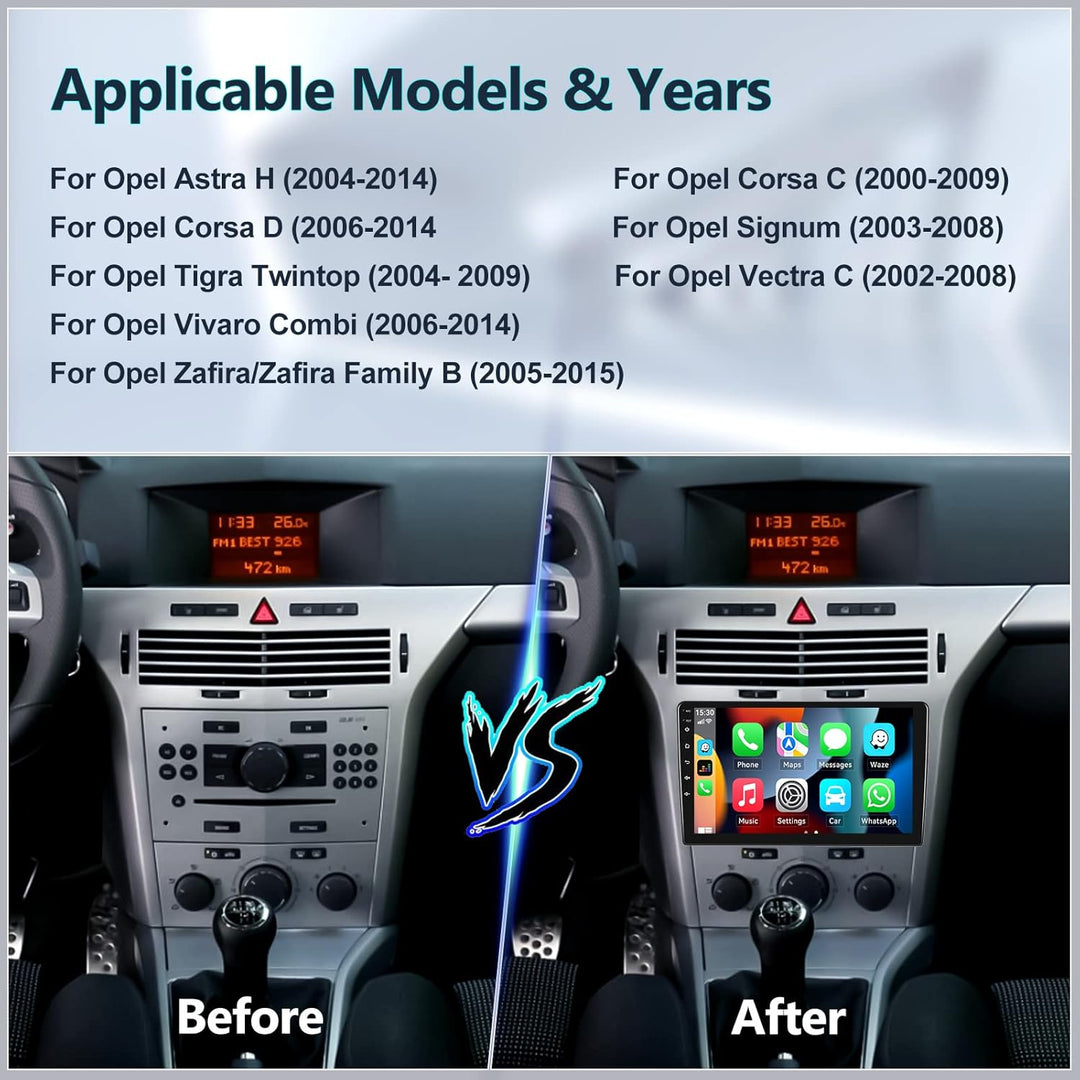 CAMECHO [8Core 4G+64G] Android 15 Autoradio für Opel Astra H/Zafira B/Corse C D mit Navi Carplay And