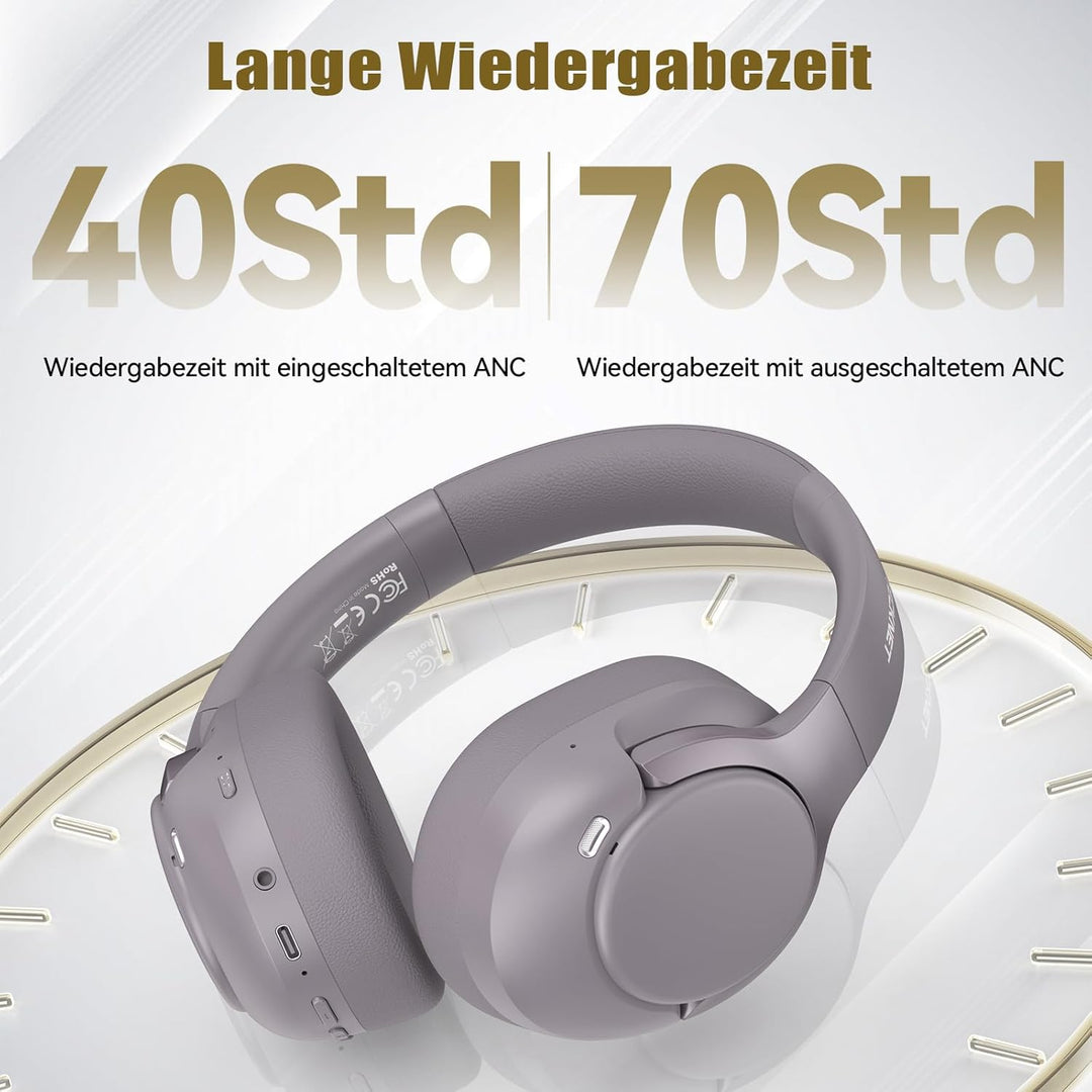 TECKNET Over Ear Kopfhörer Bluetooth mit Hybrid Active Noise Cancelling, Kabellose Bluetooth 6.0 Kop