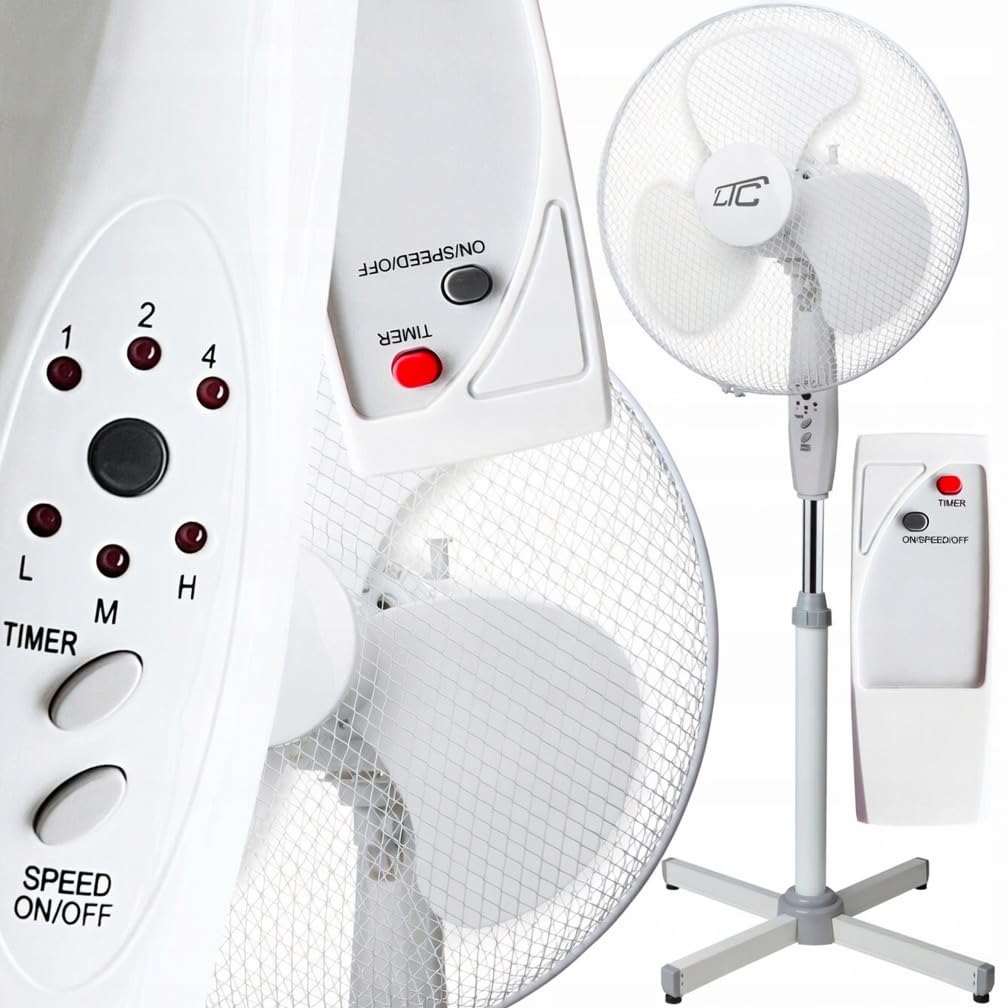 LTC Standventilator 50W mit Fernbedienung – Leistungsstarker Bodenventilator, Oszillierend, 3 Geschw