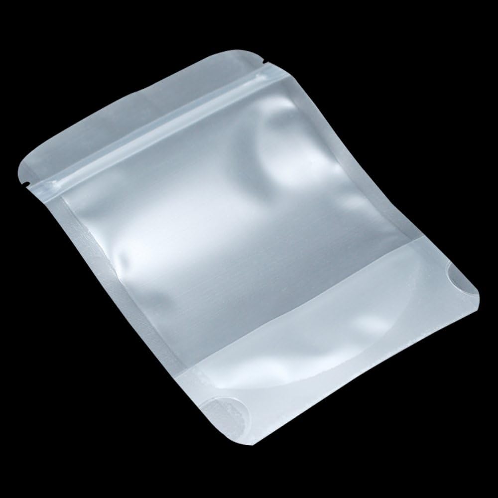 WACCOMT Pack 100 Stück Wiederverschliessbare Aufstehen Lebensmittelbeutel Matt Transparent Musterbeu