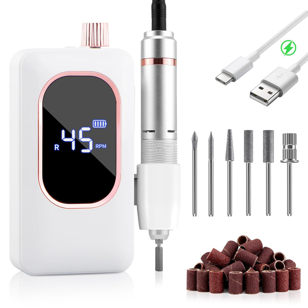 AOMEES Nagelfräser 45000 U/min, AOL10 Professioneller Elektrische Nagelfräser für Gelnägel mit LCD-D