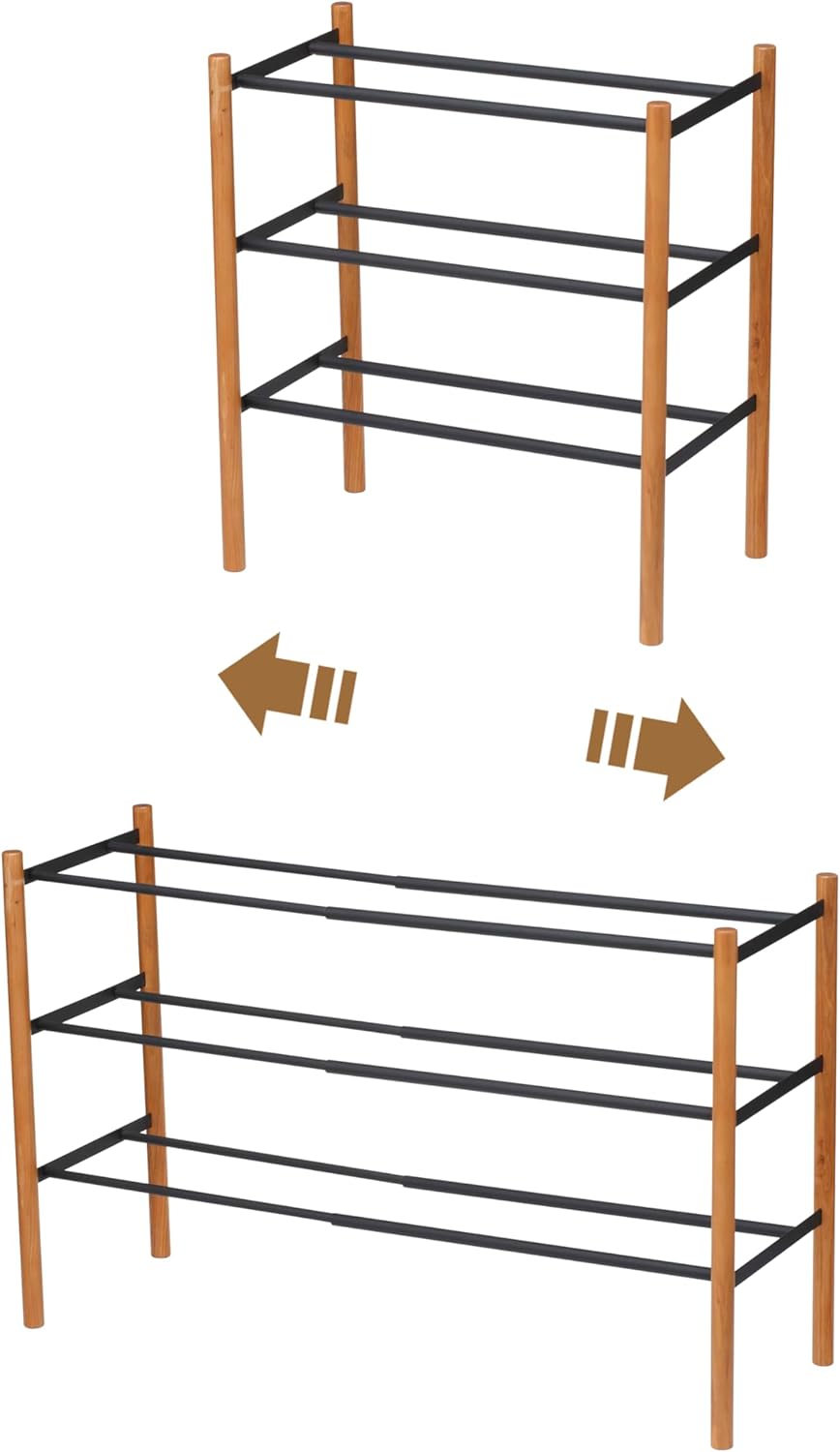 Expand. Shoe Rack - Plain - black Schwarz, Schwarz