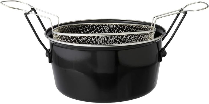 Baumalu - Fritteuse aus emailliertem Stahl Schwarz Abmessungen 28 cm mit Edelstahlkorb - für alle He