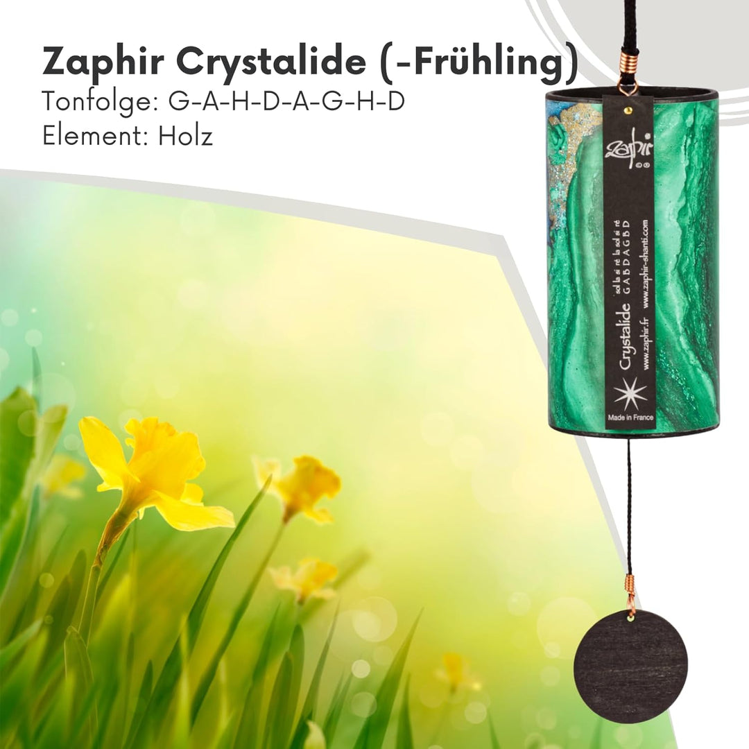 Zaphir Klangspiel Crystalide Frühling Shanti | Handgefertigtes Windspiel für Yoga, Meditation und Ra