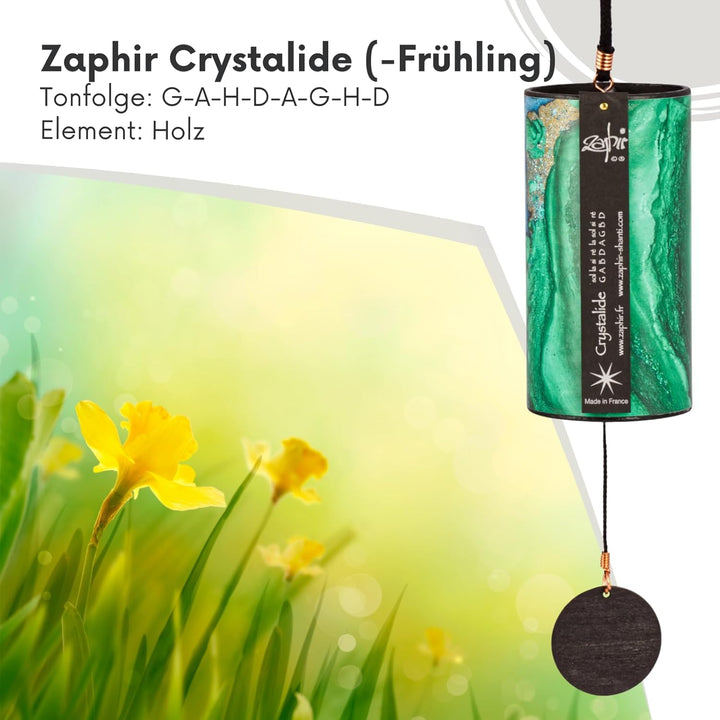 Zaphir Klangspiel Crystalide Frühling Shanti | Handgefertigtes Windspiel für Yoga, Meditation und Ra