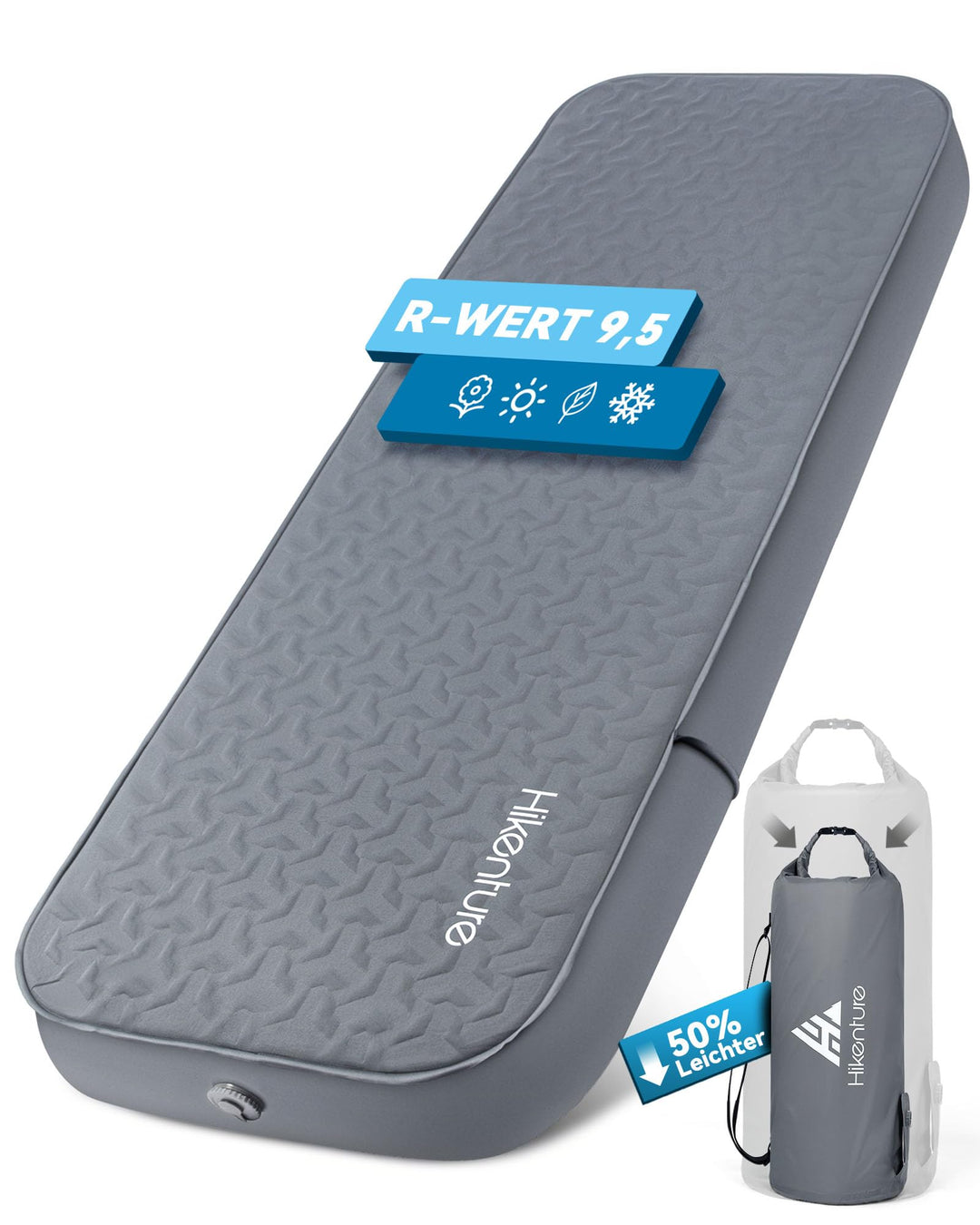 HIKENTURE Extra Dicke selbstaufblasende Isomatte, Comfort Plus Campingmatratze mit Pumpsack, aufblas