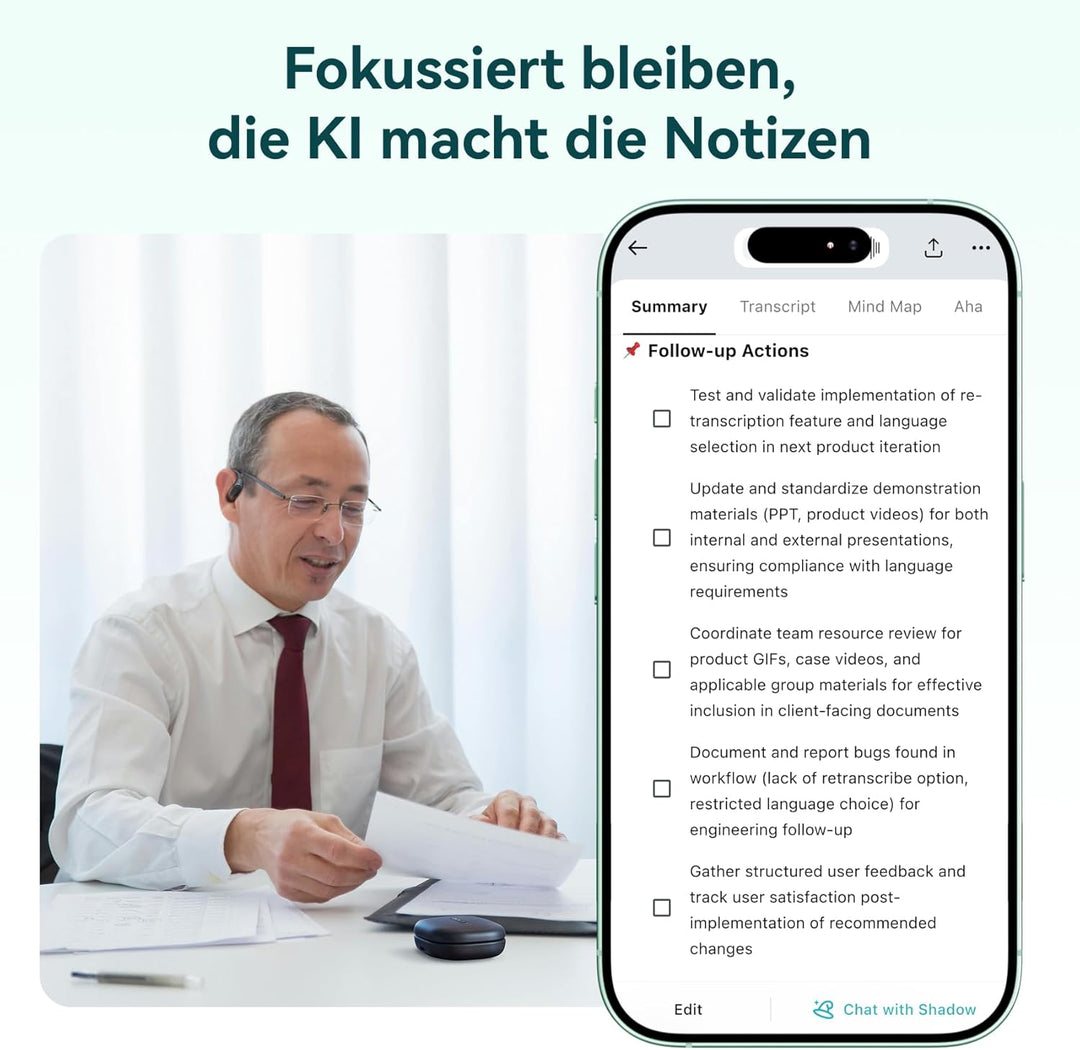 TicNote Pods Wearable KI-Sprachrekorder, 4G integriert kein Smartphone nötig – Sprachaktiviertes Auf