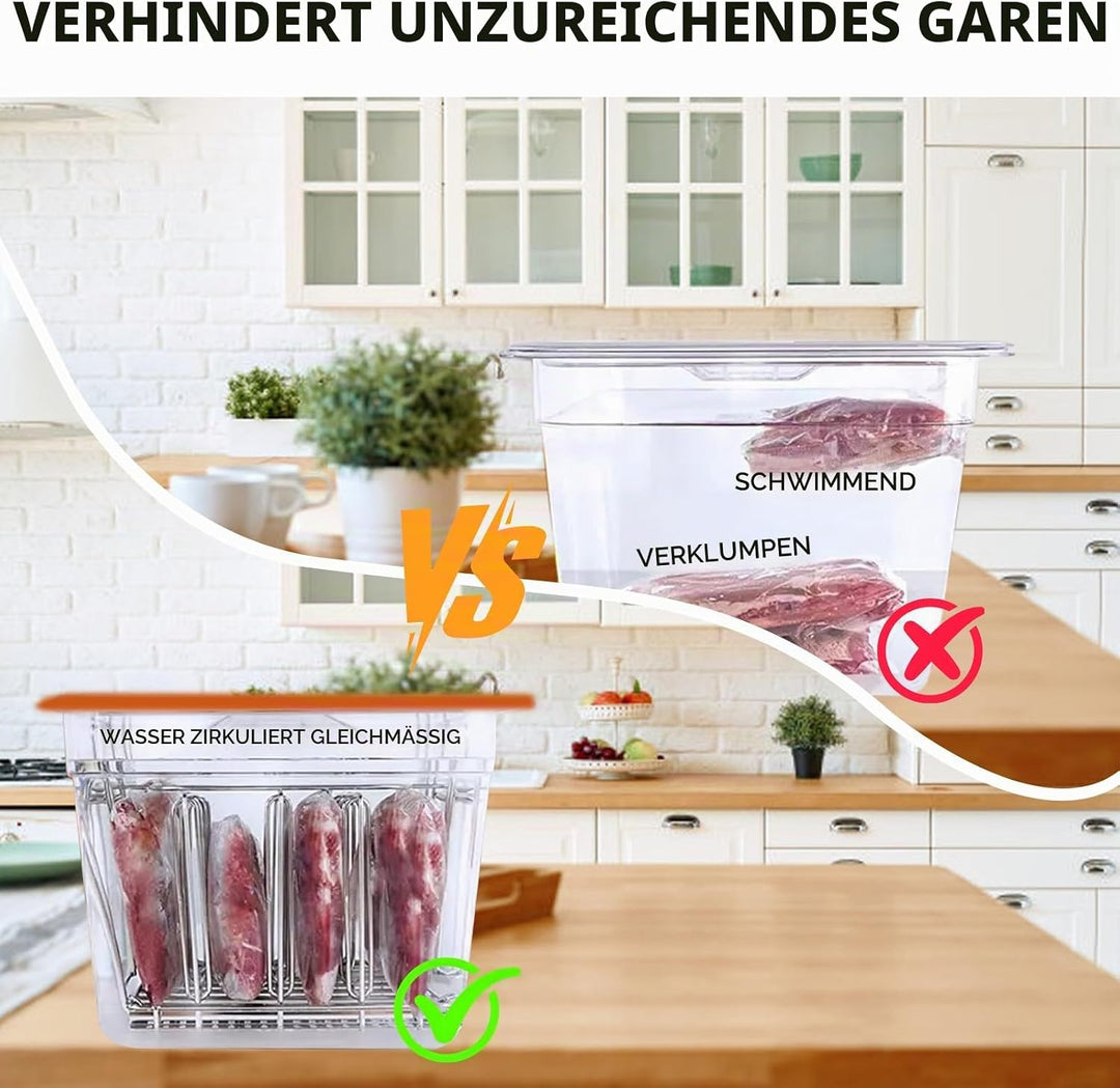 Sous Vide Behälter 12L, Sous Vide Container mit Deckel, Thermohülle und Rack, Multifunktionaler Tran