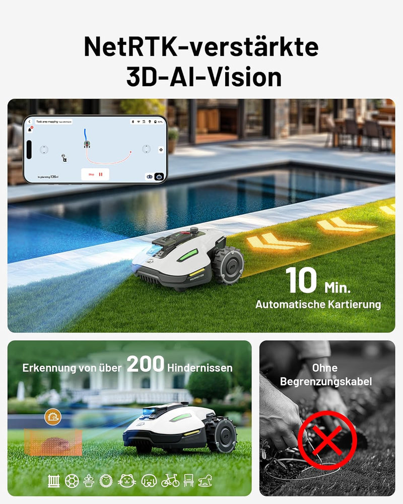MAMMOTION YUKA Mini 500 Mähroboter, bis zu 500 m², UltraSense AI Vision und RTK, 45% Steigung, Autom