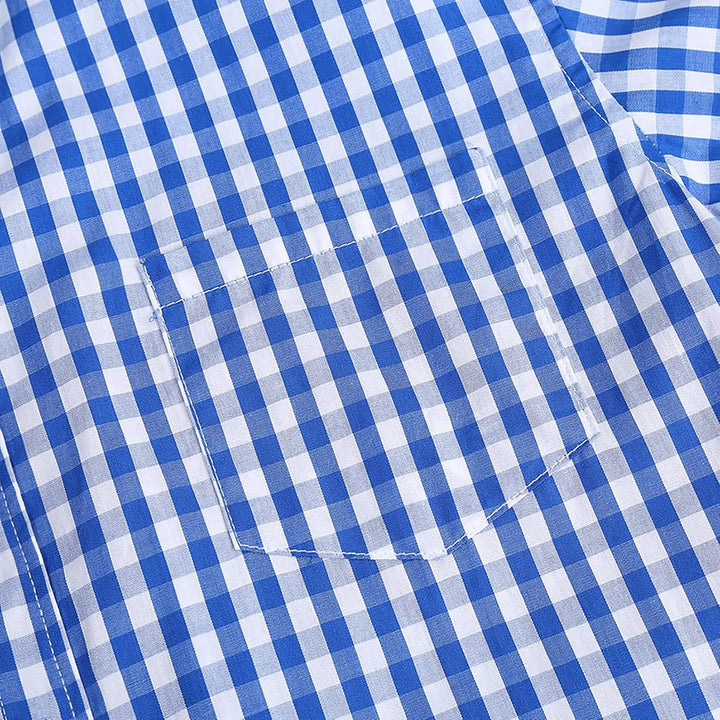 KOJOOIN Trachtenhemd Slim fit Herren kariert Hemd Freizeithemd Langarmhemd Hemd Bestickt Baumwolle -