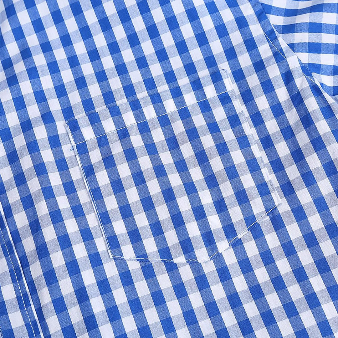KOJOOIN Trachtenhemd Slim fit Herren kariert Hemd Freizeithemd Langarmhemd Hemd Bestickt Baumwolle -