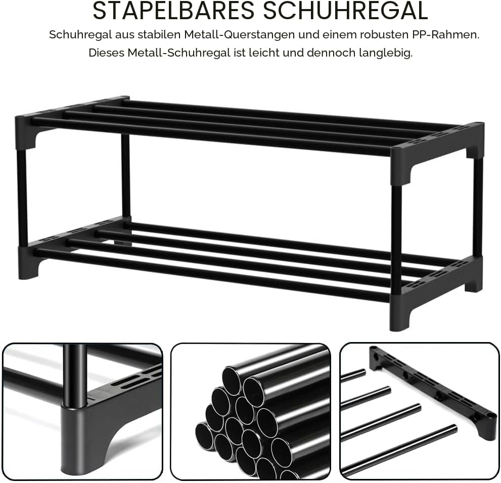 Schuhregal, 5-stöckiges Klein, Schlank Aufbewahrung, Anti-Rost-Beschichtung, geeignet für Schlafsaal