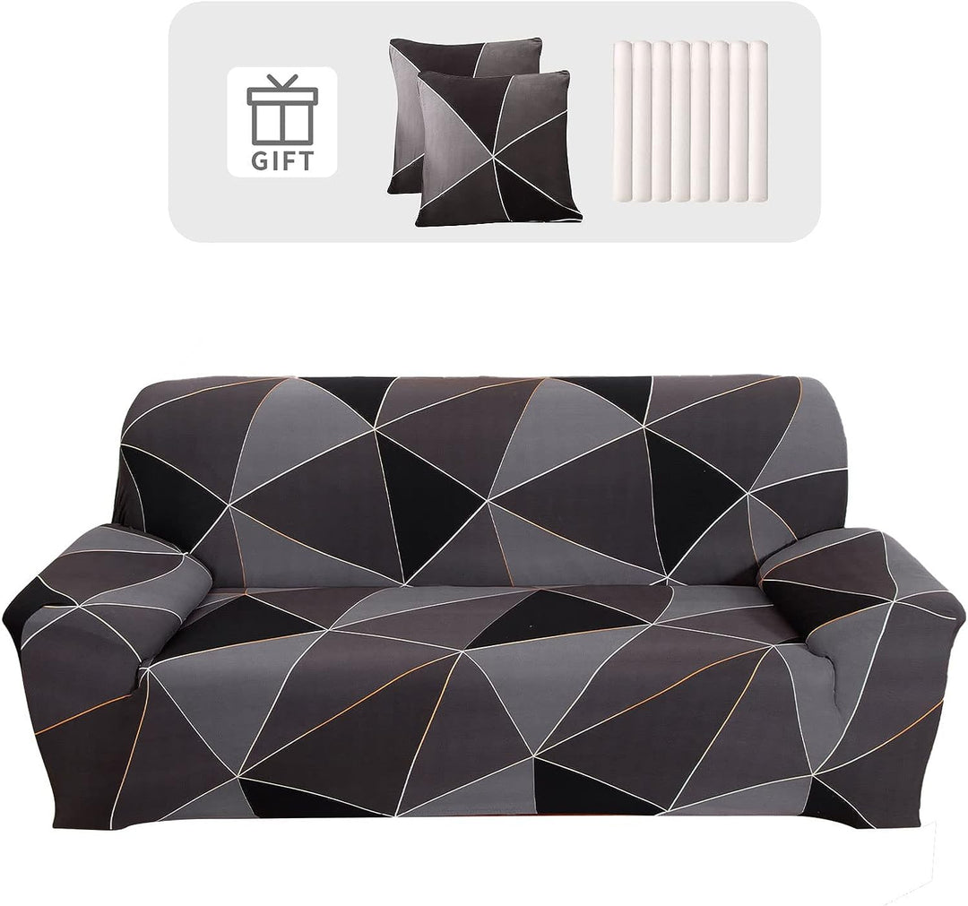Lydevo Sofabezug 4 Sitzer Stretch Sofahusse Elastischer Sofabezug Spandex Sofa Überzug mit 2 Kissenb