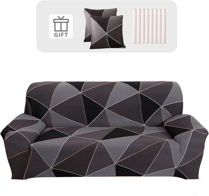 Lydevo Sofabezug 4 Sitzer Stretch Sofahusse Elastischer Sofabezug Spandex Sofa Überzug mit 2 Kissenb