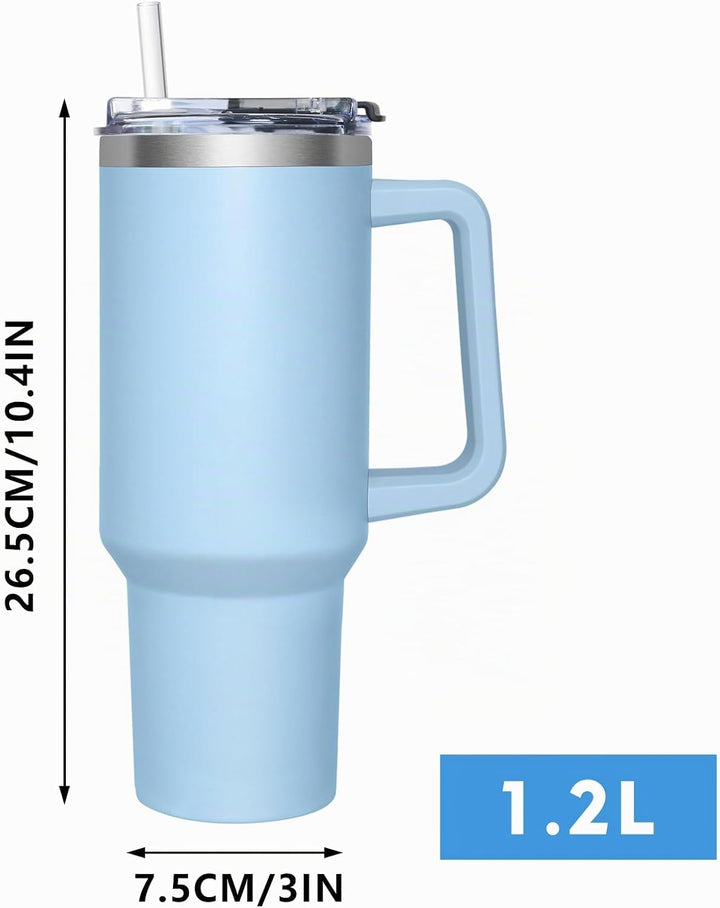 Thermobecher mit 2-in-1-Deckel 1180ML, Kaffeebecher to go Thermo, Trinkbecher mit Deckel und Strohha