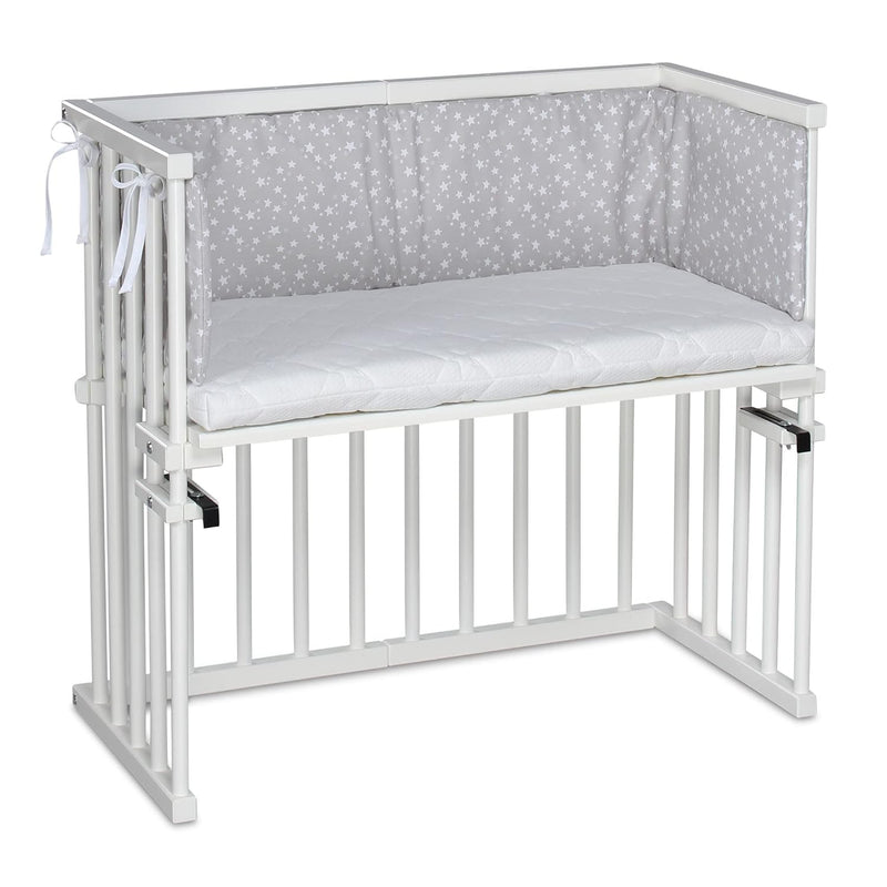 babybay Midi Beistellbett, weiss lackiert mit Matratze Classic Soft Midi Weiss Lackiert