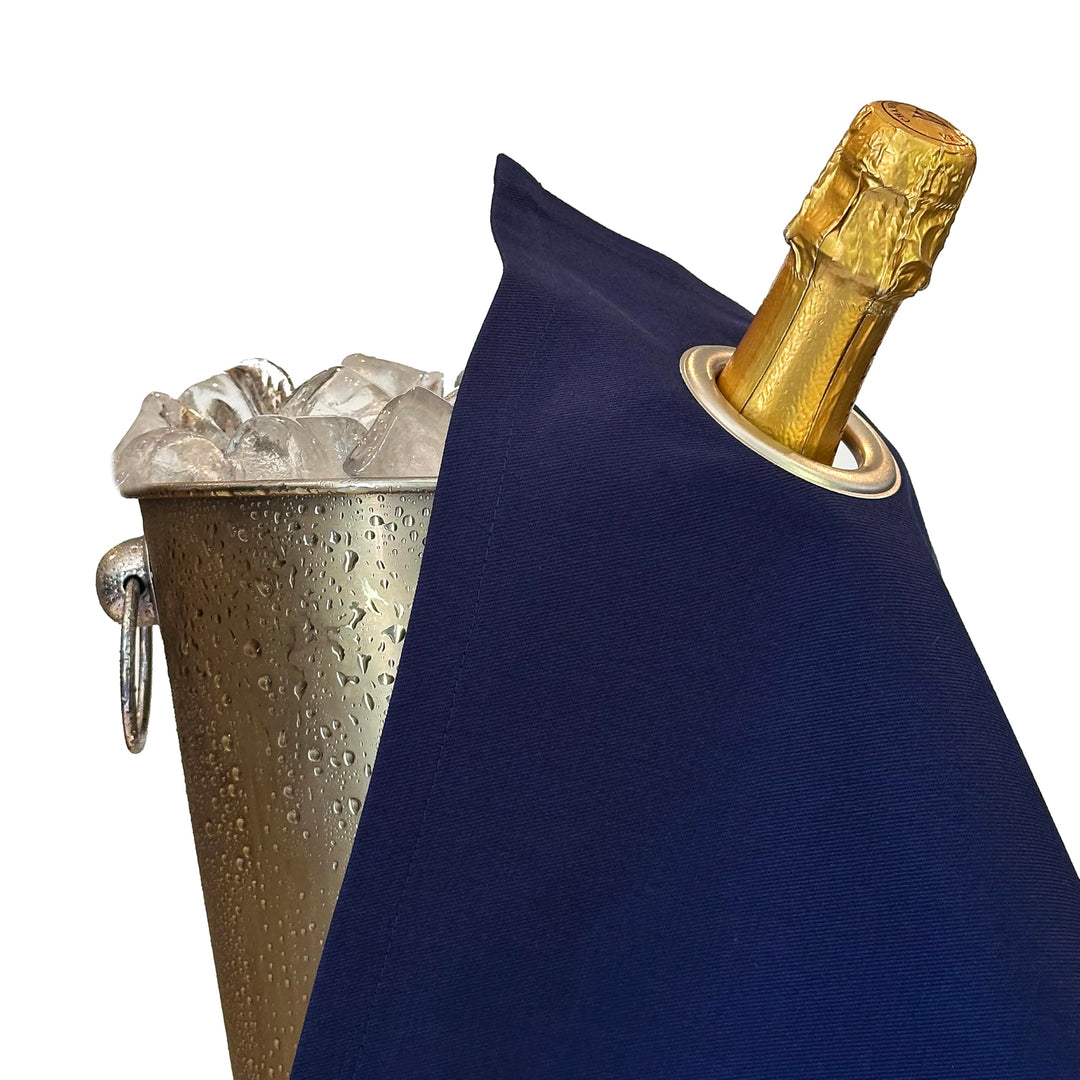 Classic Collection, Flaschentuch mit Metallring für Eiskübel, Baumwolle, 42 cm, Eckloch (Königsblau