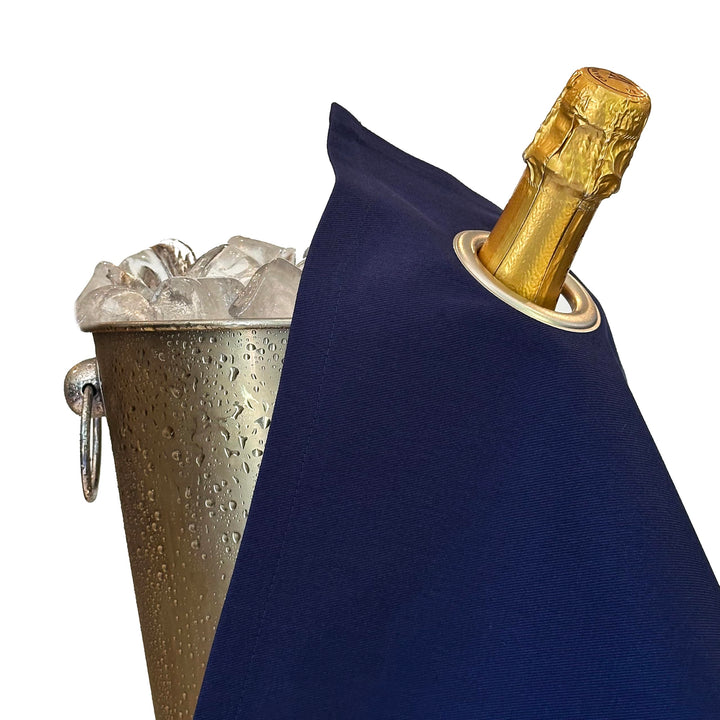 Classic Collection, Flaschentuch mit Metallring für Eiskübel, Baumwolle, 42 cm, Eckloch (Königsblau