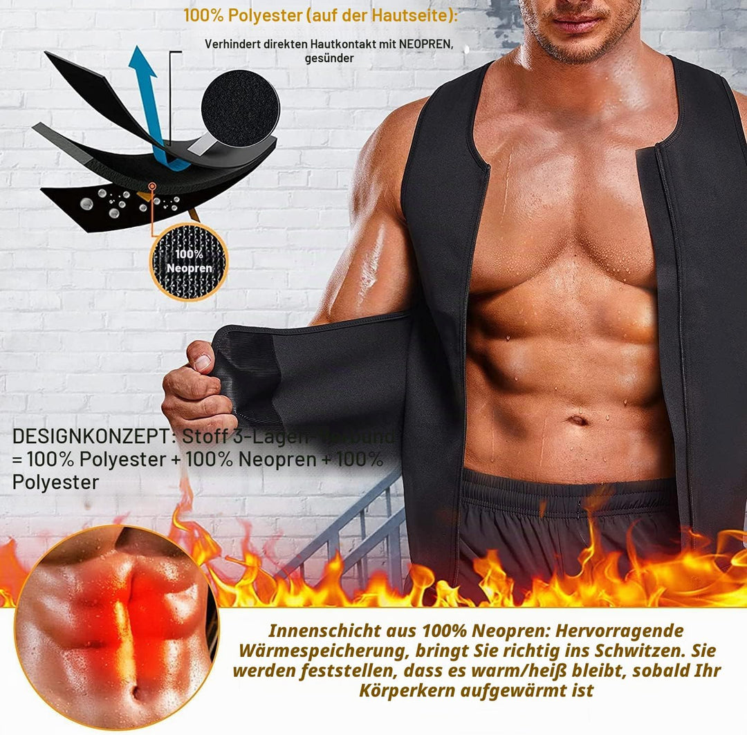 Sauna Weste mit Bauchweggürtel Neopren Herren Fitness Korsett Schwitzweste tank top shapewear fitnes
